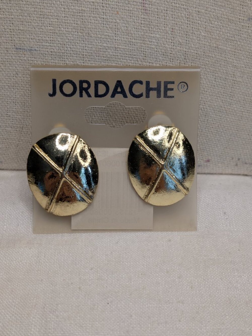 Vintage Jordache Gold Tone Clip On Earrings X Pattern New Old Stock